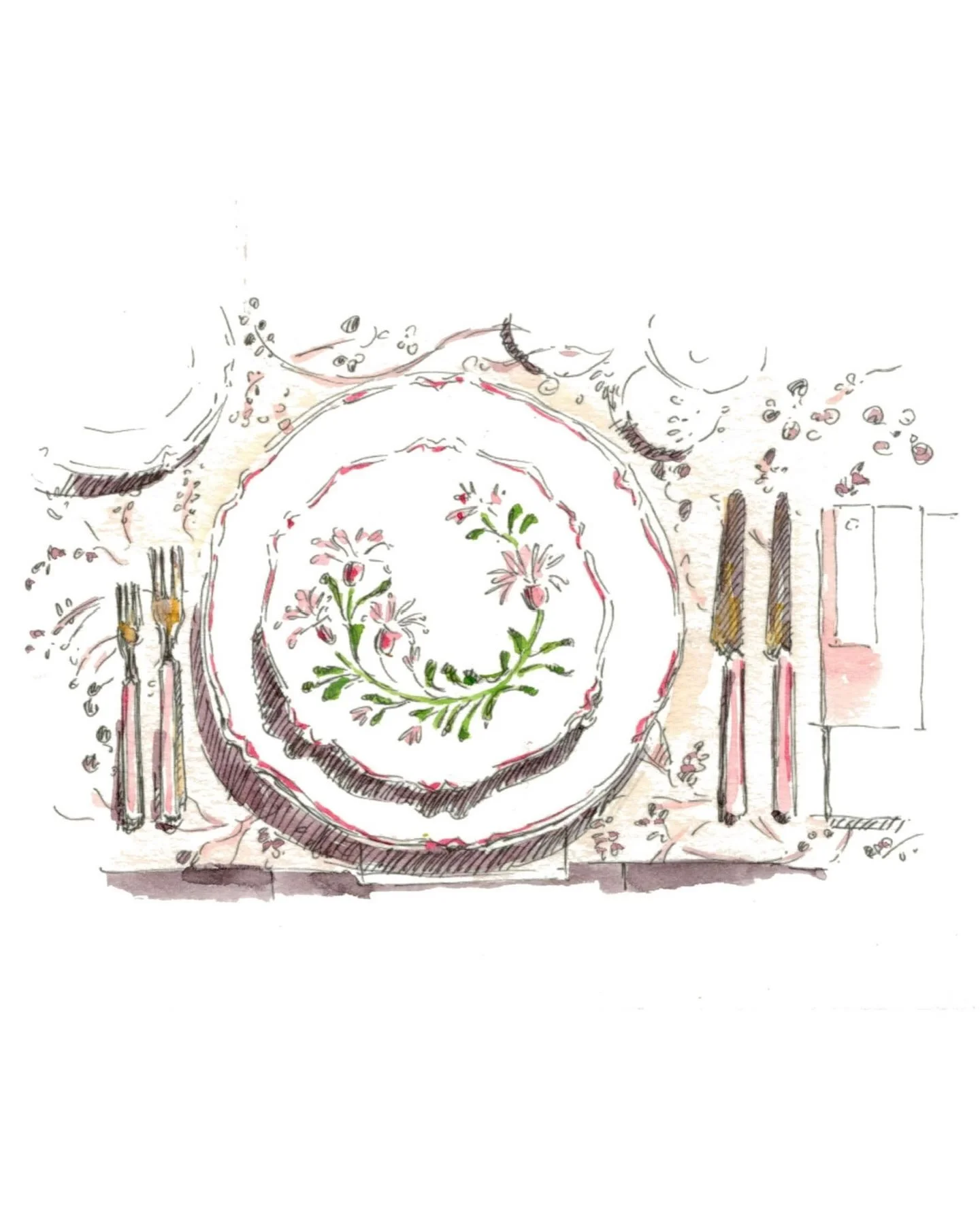 A small watercolor from a Bespoke Event Art collection, capturing one place setting, a beautifully considered moment within the celebration.

These smaller pieces make beautiful framed keepsakes while also becoming part of the larger collection that 