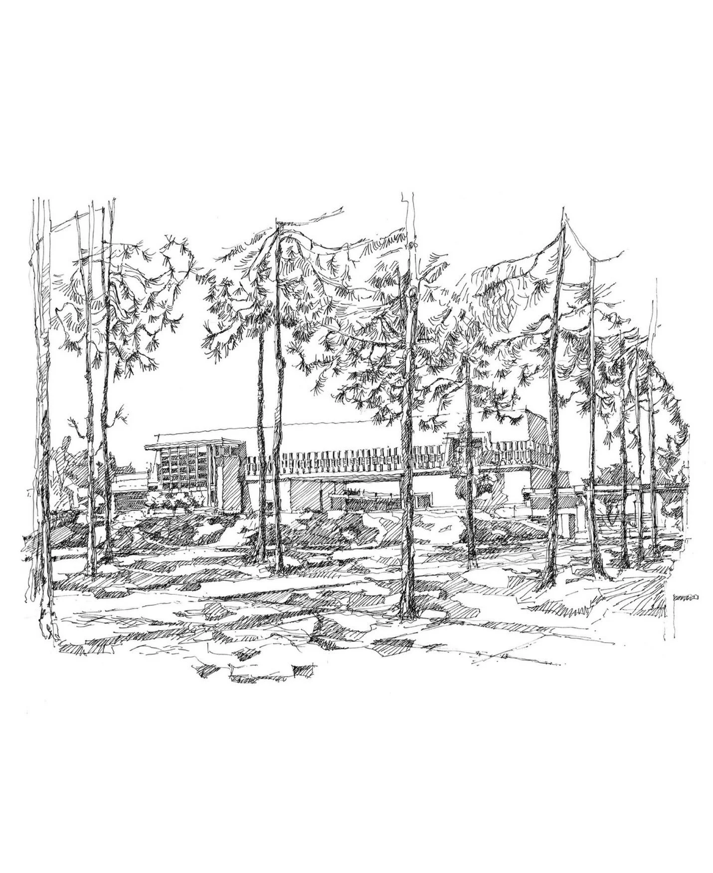 Frank Lloyd Wright&rsquo;s Hollyhock House, drawn on location at Barnsdall Art Park and printed to order in my studio. Full collection of LA landmarks in bio.

@barnsdallpark
@hollyhockhouse
@barnsdallfoundation
#urbansketchers #hollyhockhouse #frank