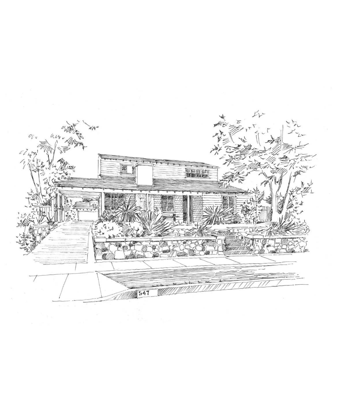 A drawing of a Pacific Palisades home lost in the fire, keeping a piece of its history inside the family&rsquo;s newly rebuilt house.
@poulostammy
#losangelesartist #palisadesfire #homeillustration #houseportrait #inkdrawing