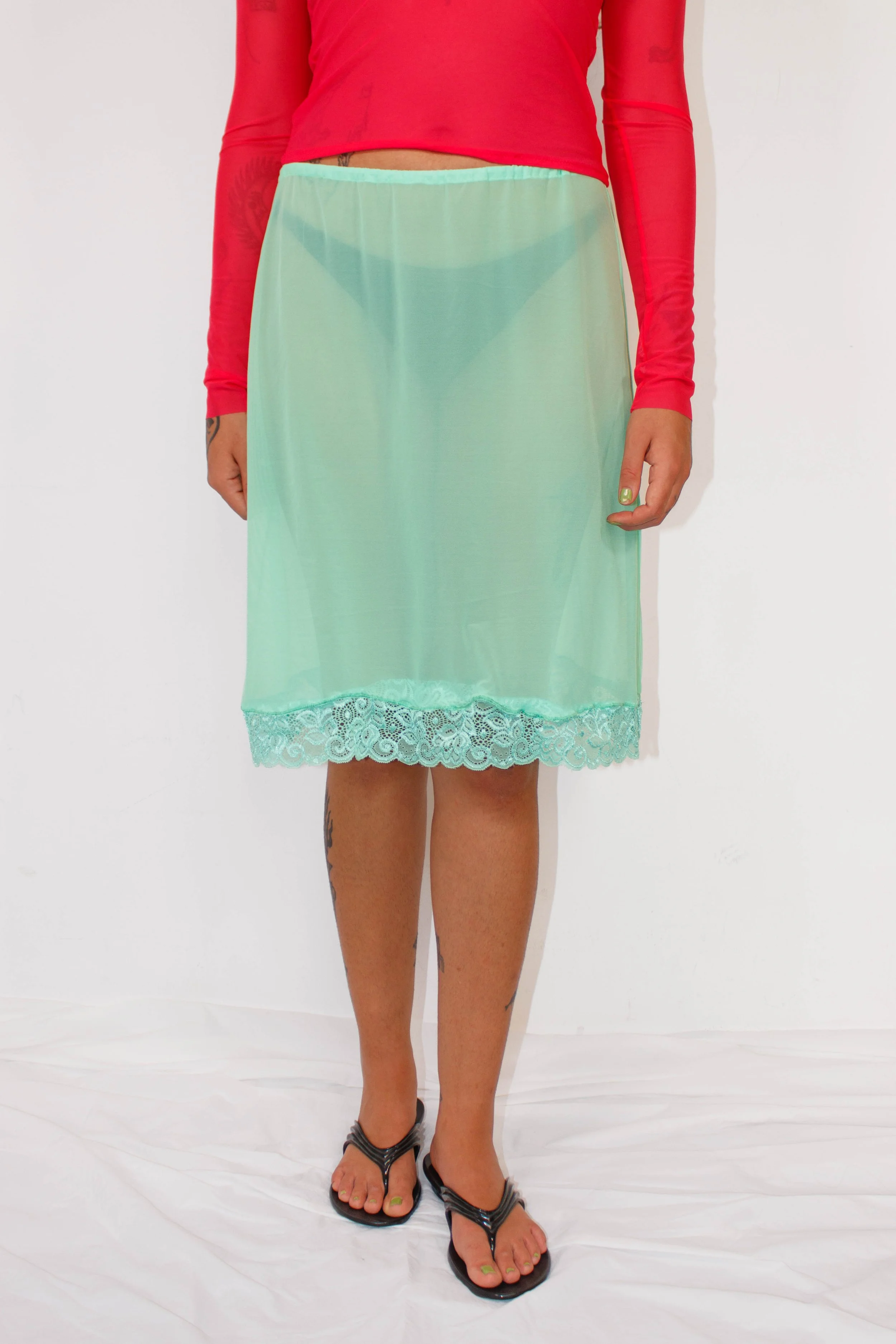 Lace Trim Mesh Sirt