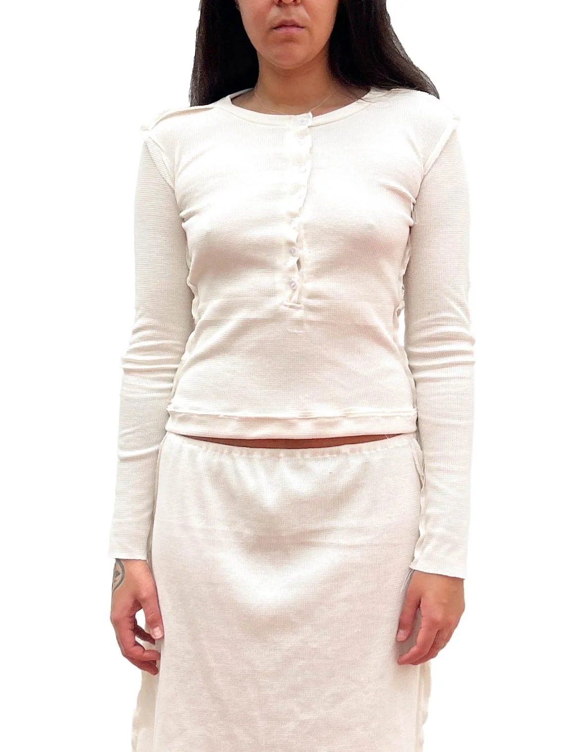 Fitted Waffle Knit Henley