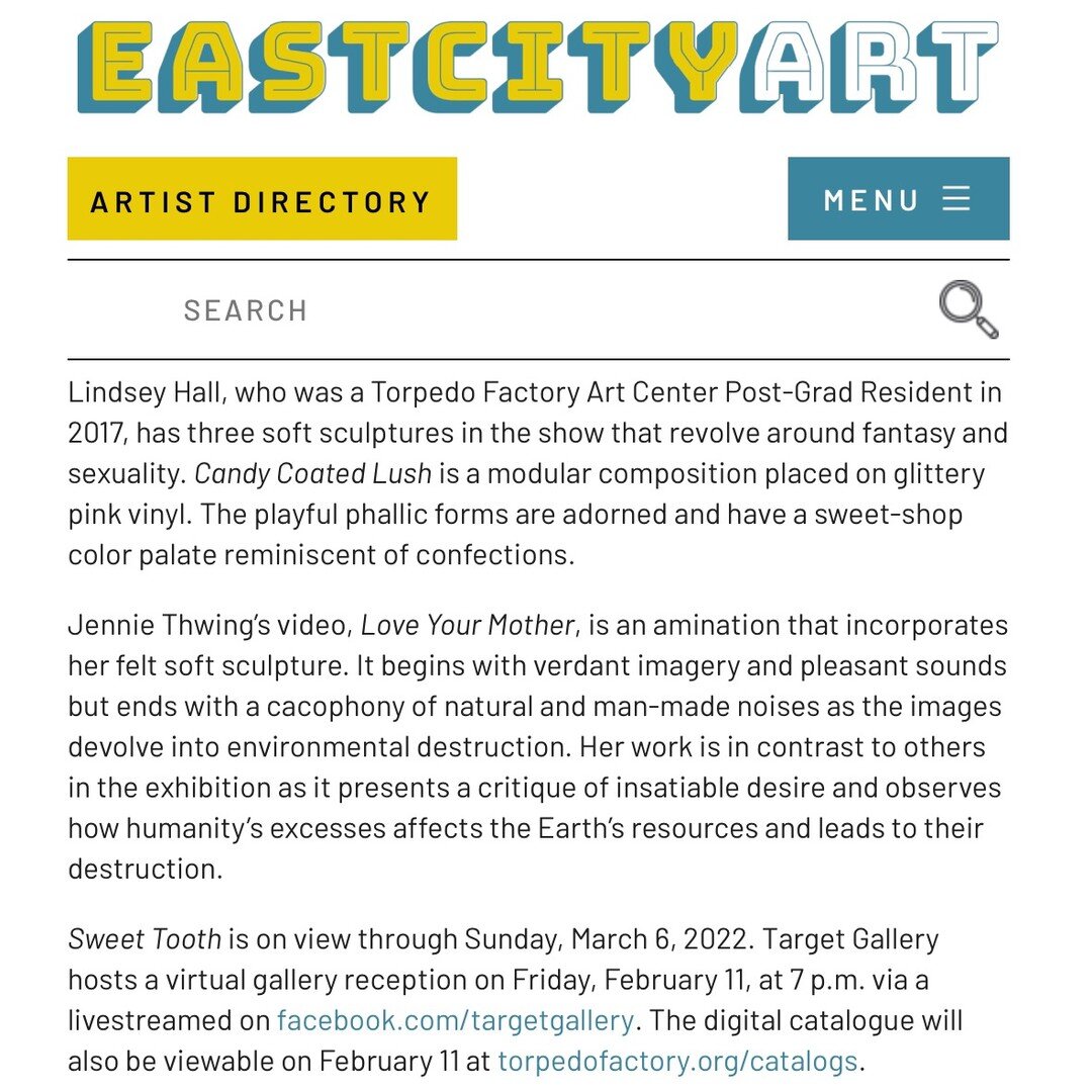 Description of my work in the Exhibition &quot;Sweet Tooth&quot; at Target Gallery in the Torpedo Factory.