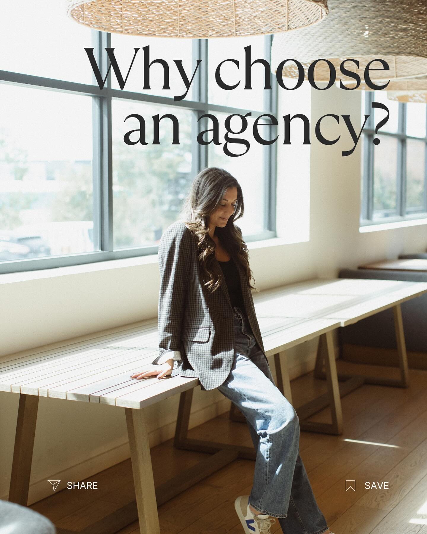 Considering an agency for your social media needs? ⬆️ We&rsquo;re hitting the reasons why you should consider an agency over an in-house team or freelancer when it comes to your marketing needs. 

Comment &ldquo;agency&rdquo; to learn more 🤍