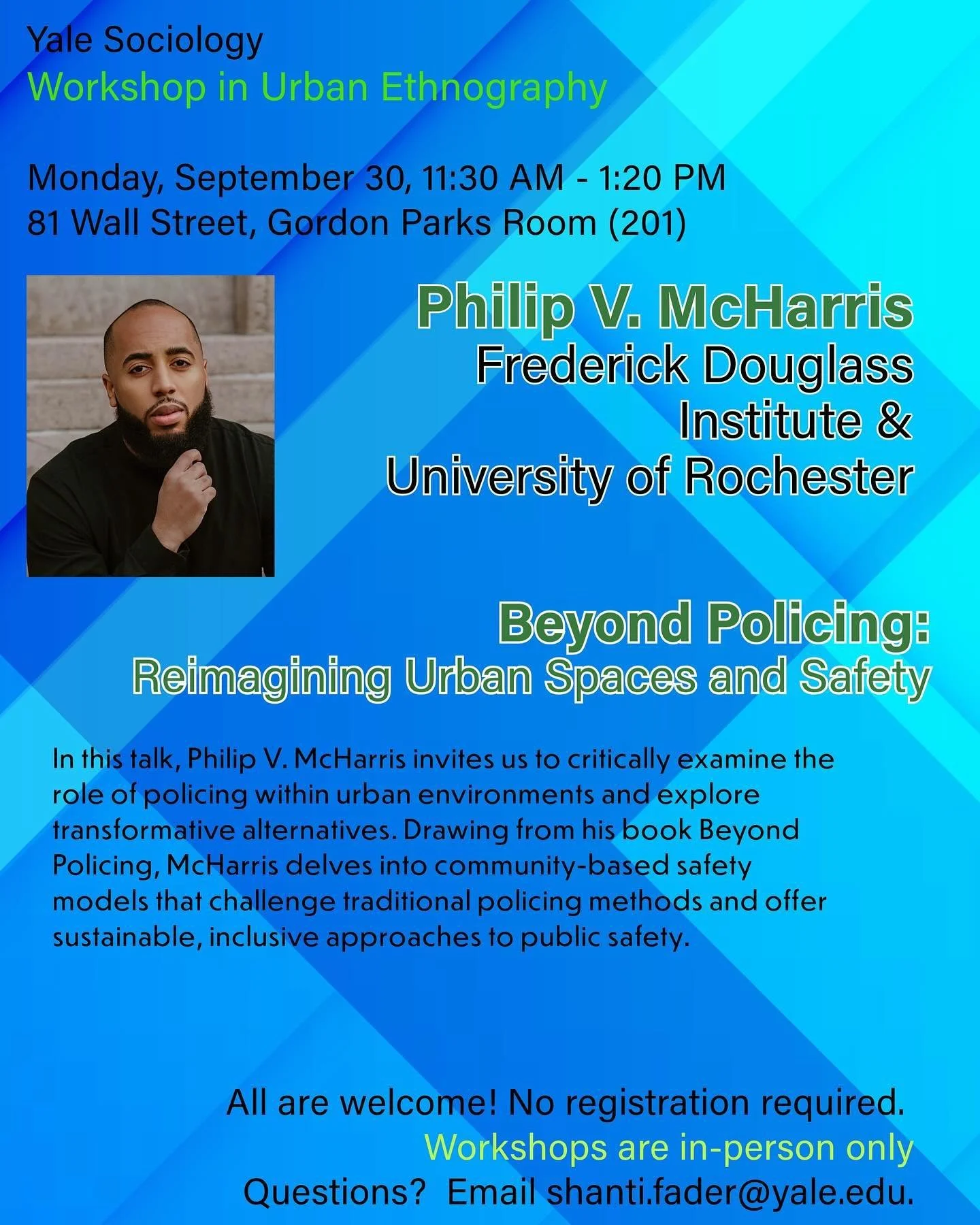Yale + New Haven folks &mdash; I&rsquo;ll be at Yale this Monday for Elijah Anderson&rsquo;s Urban Ethnography Project workshop, which I was a member of while a student of Eli&rsquo;s. Come join us!