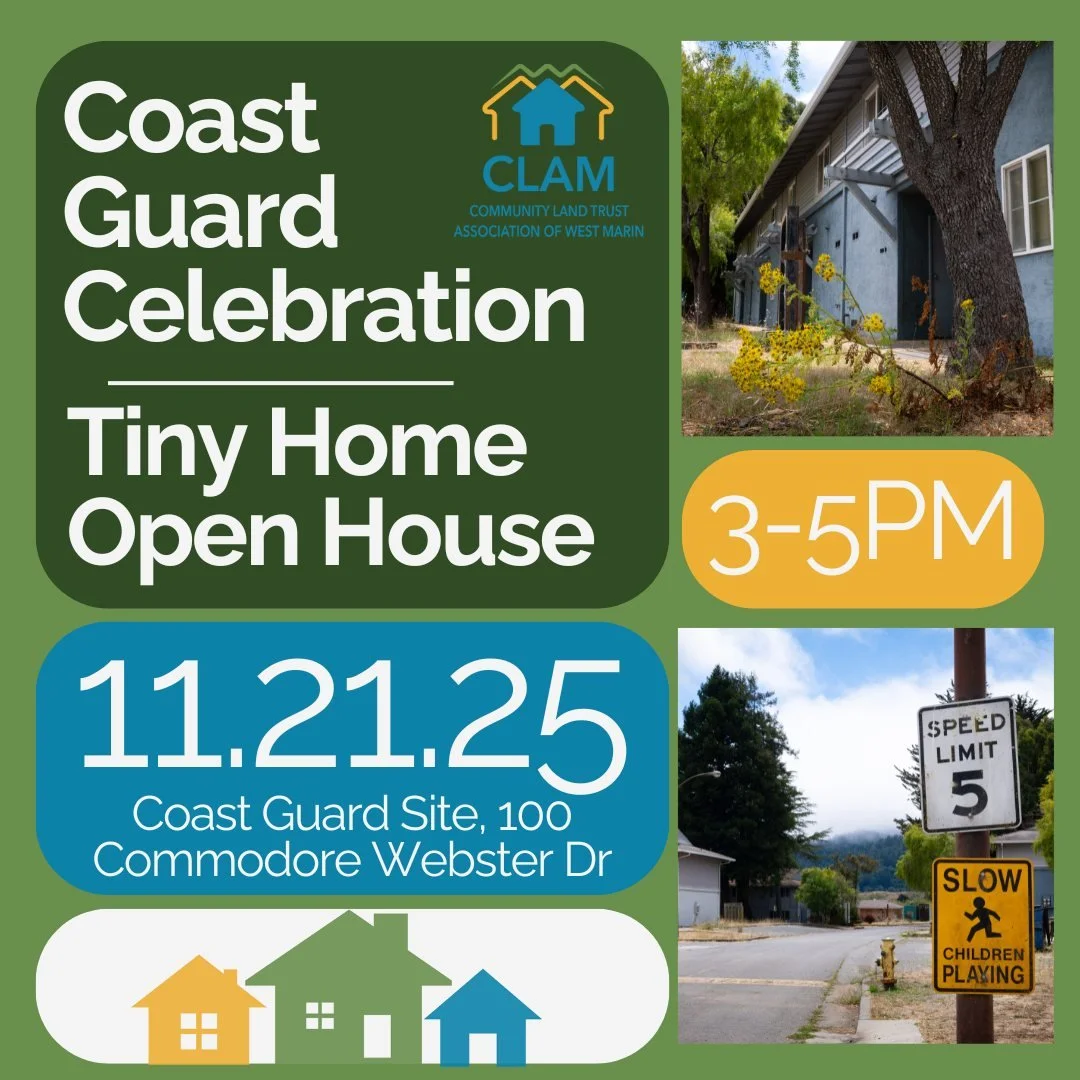 On Friday, November 21, from 3-5 PM, join us for a relaxed evening at the Coast Guard Site to celebrate the Joe Serna award. Staff from CLAM, Marin County, and Eden Housing will be there to talk about what the award means for the project, and what th