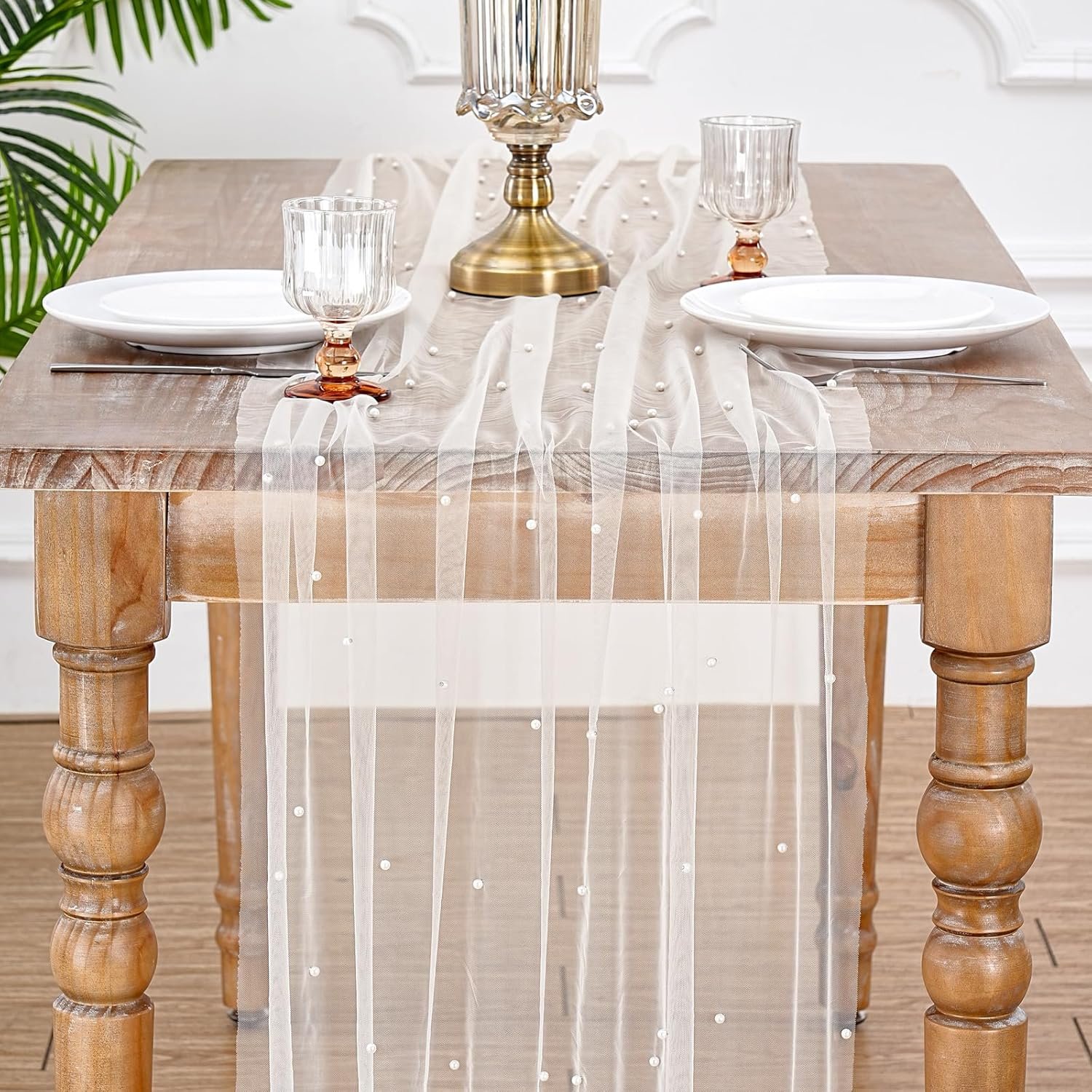 Pearl Beige Gauze Table Runner-24