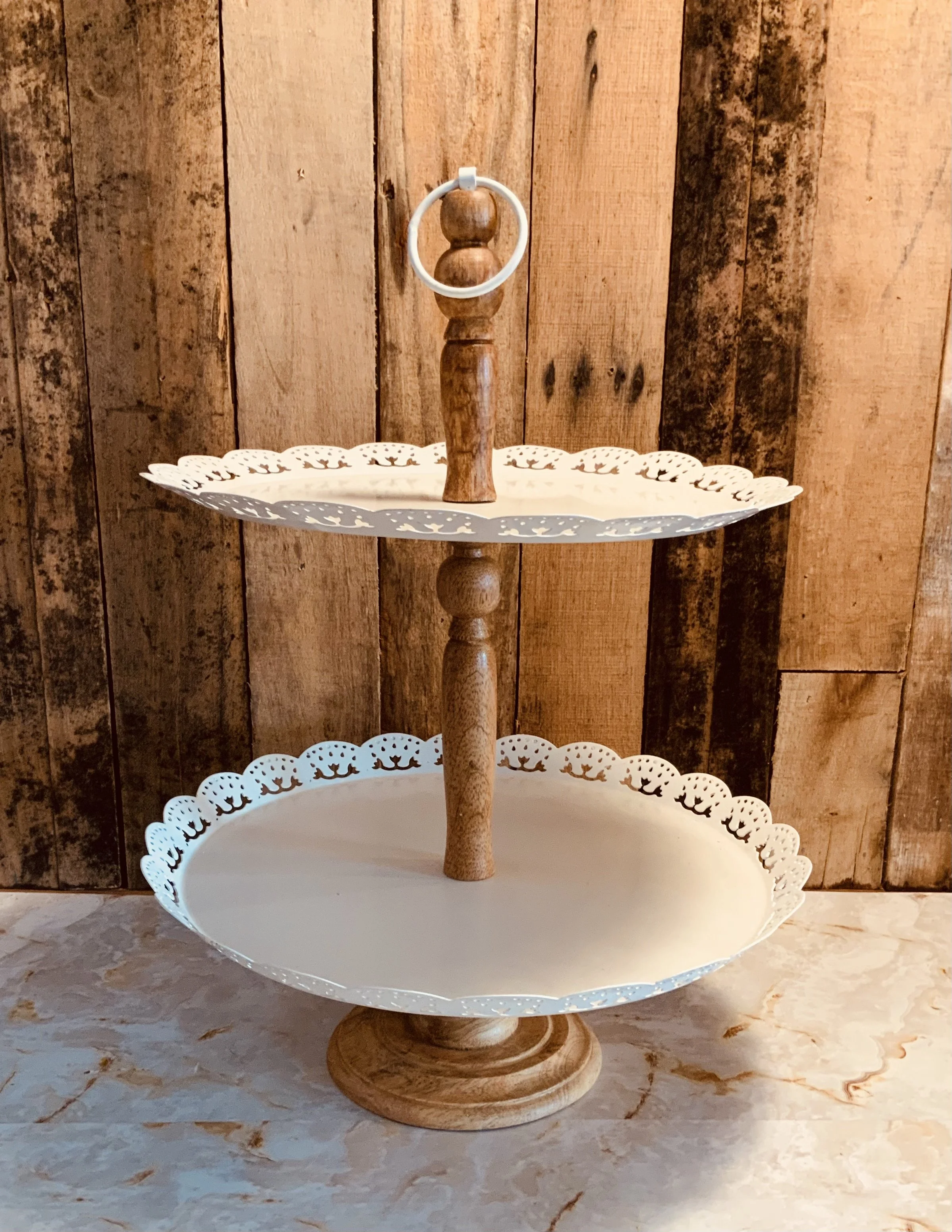 Scalloped 2 Tiered Dessert Tray X 1