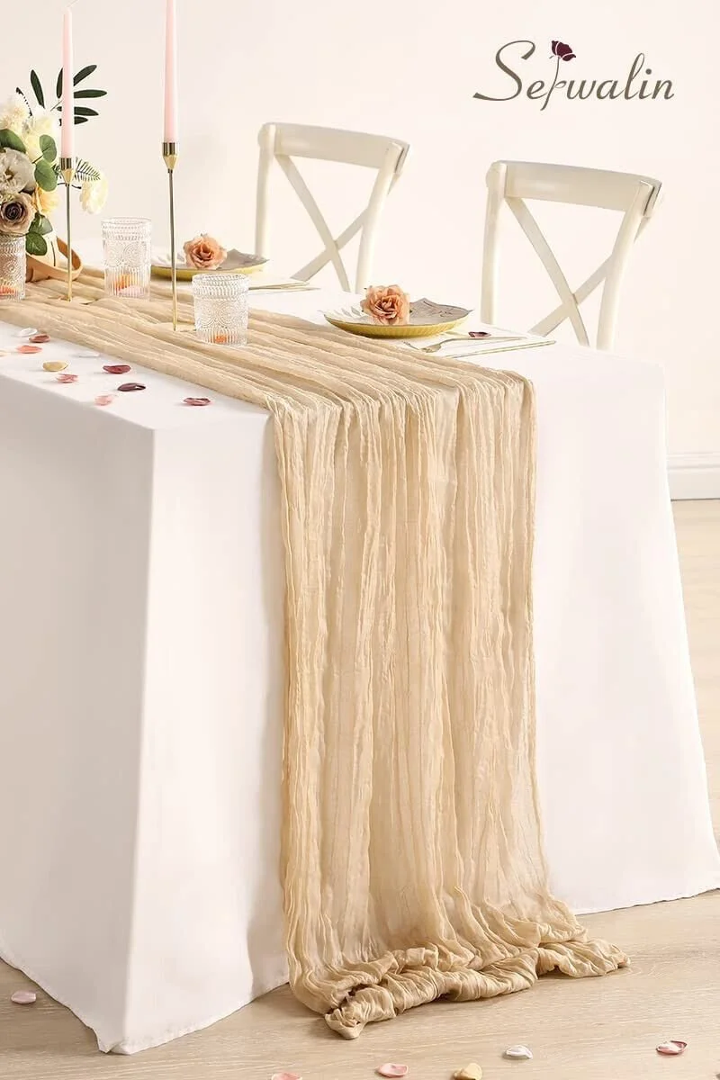 Champagne Gauze Table Runner