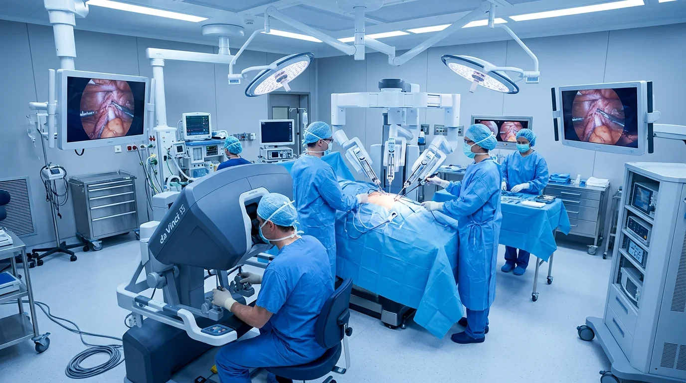 Da Vinci robotic surgical system in a modern gynecologic operating room