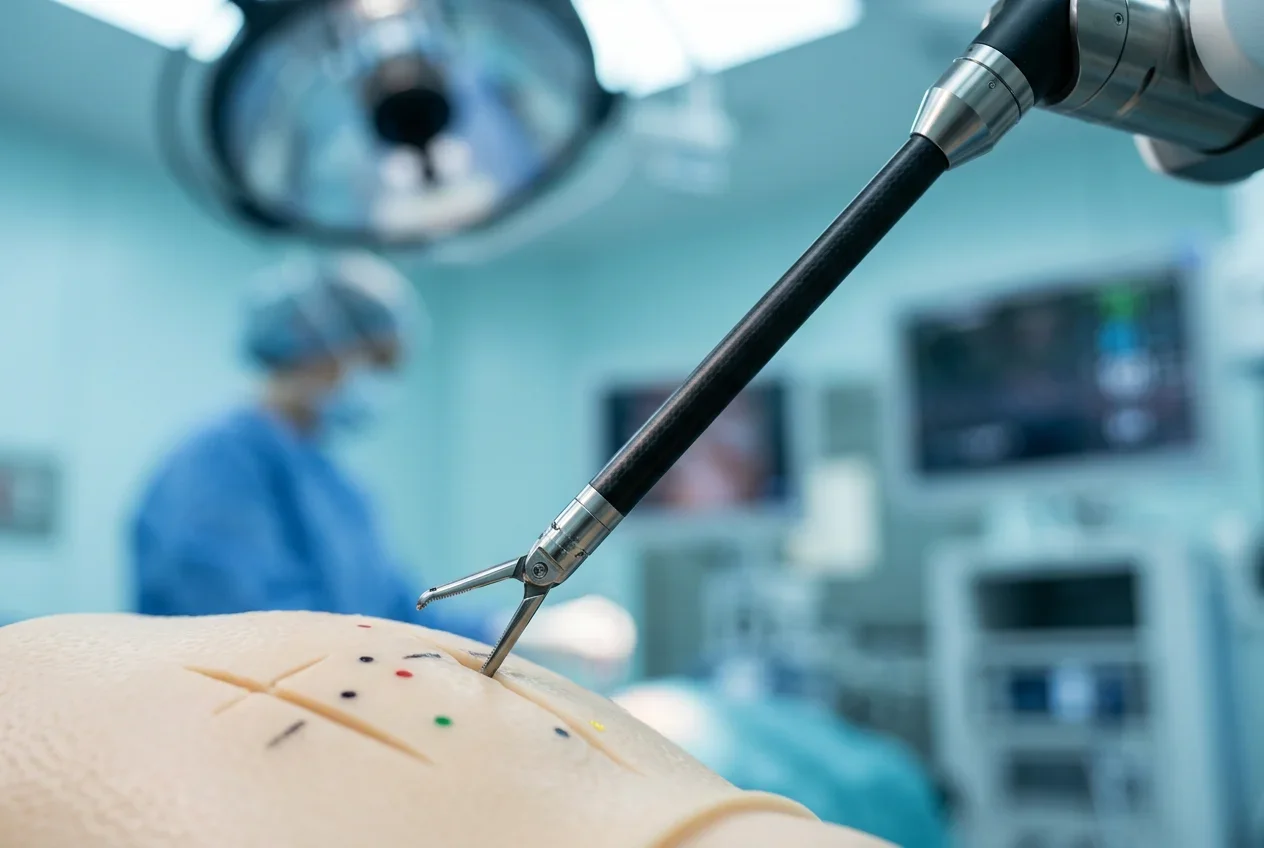 Da Vinci robotic surgical instruments used during minimally invasive tubal reversal surgery