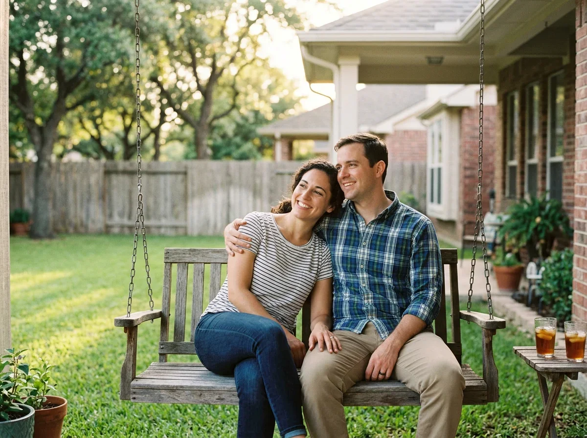 Couple together at home after tubal reversal recovery anticipating trying to conceive