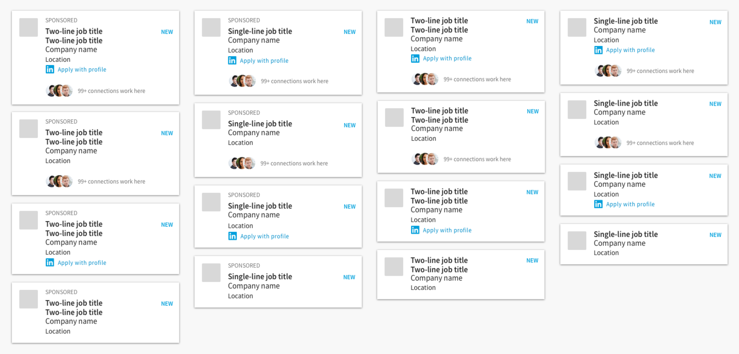 A look at the various job lists permutations within the app.