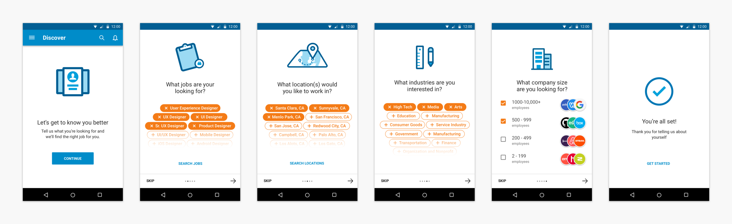 Final design for members to share their job preferences.