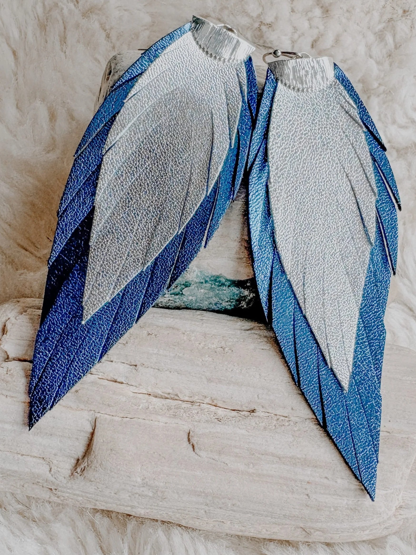 Silver on Metallic Blue