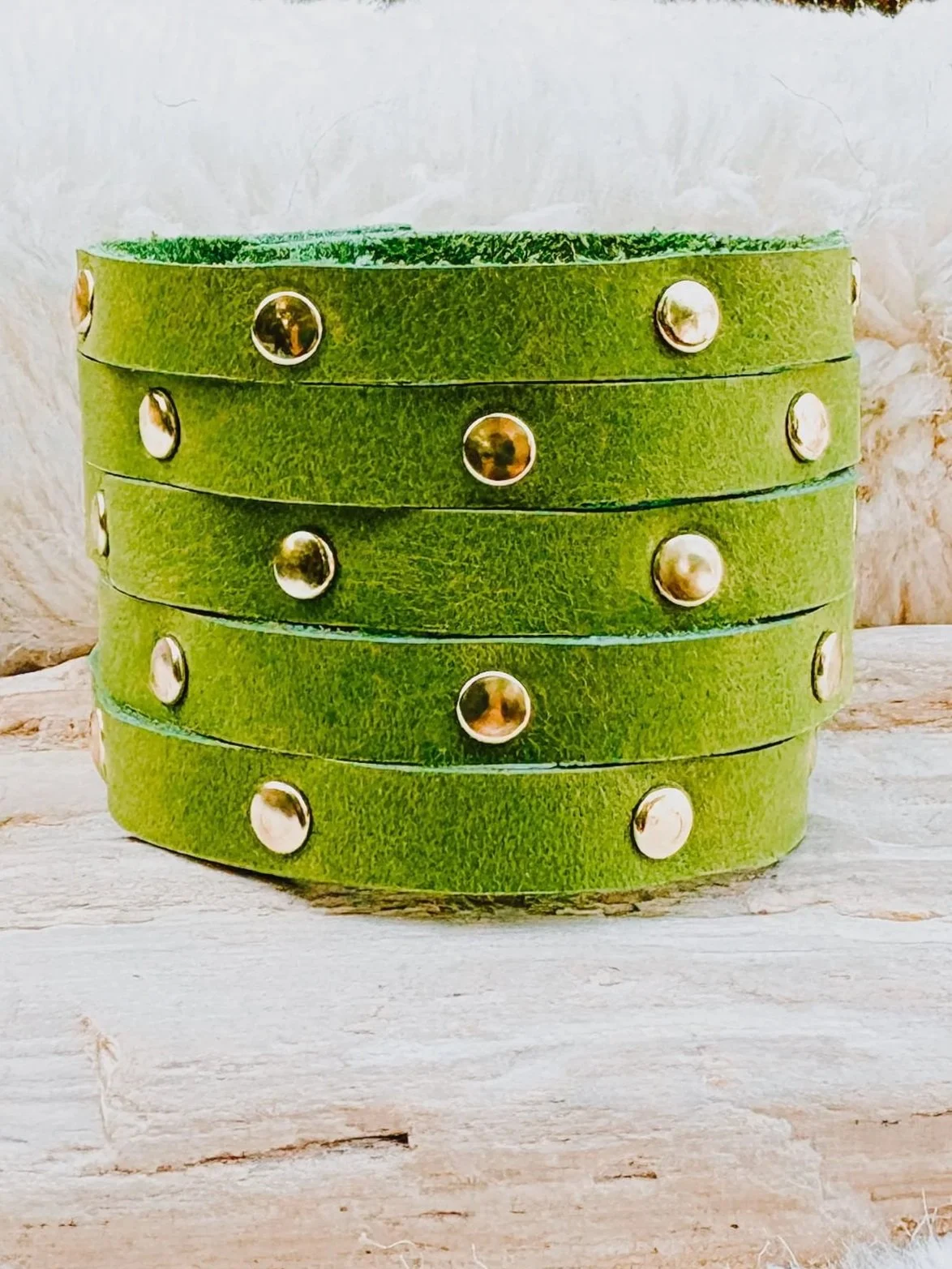 Lime Studded Stack Cuff