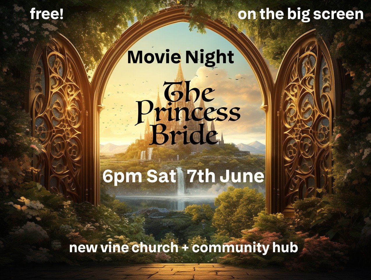 Craving a little crazy, fun,  fairytale madness this June long weekend? You're in luck! Join us for a free, big-screen showing of this absolute classic 'The Princess Bride' &ndash; 6pm, Saturday 7th June at New Vine Church + Community Hub. 

👑 BYO d
