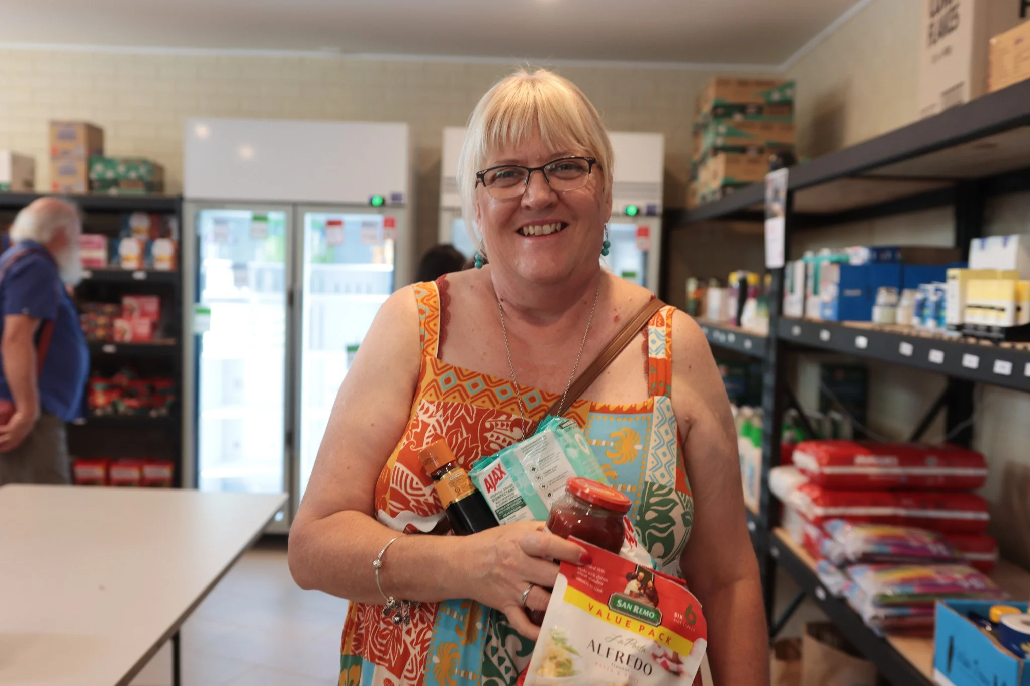 This is Cathy, an amazing woman part of the NewVine community. "It's good to shop here and help others while doing it." 

The NewVine Community Pantry shop allows community members to shop with purpose, providing affordable food while helpi
