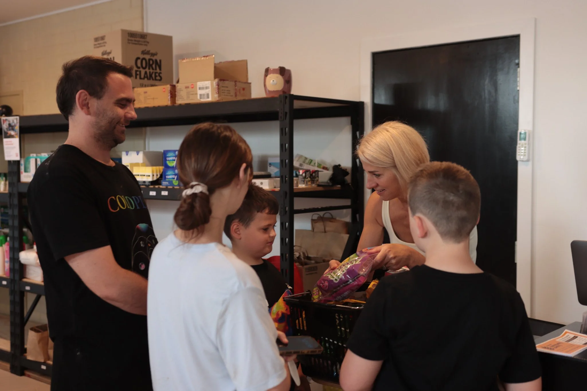 Meet Paul and his two sons. " I think that the pantry is really nice." 

The NewVine Community Pantry shop offers a welcoming space where local families can access quality food and feel supported within the community. 😁