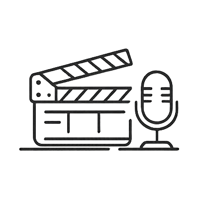 icon showing video clipboard and a mic