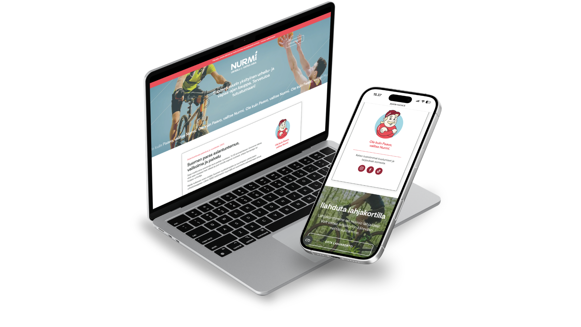 Pyörä-Nurmen nettisivu mockup