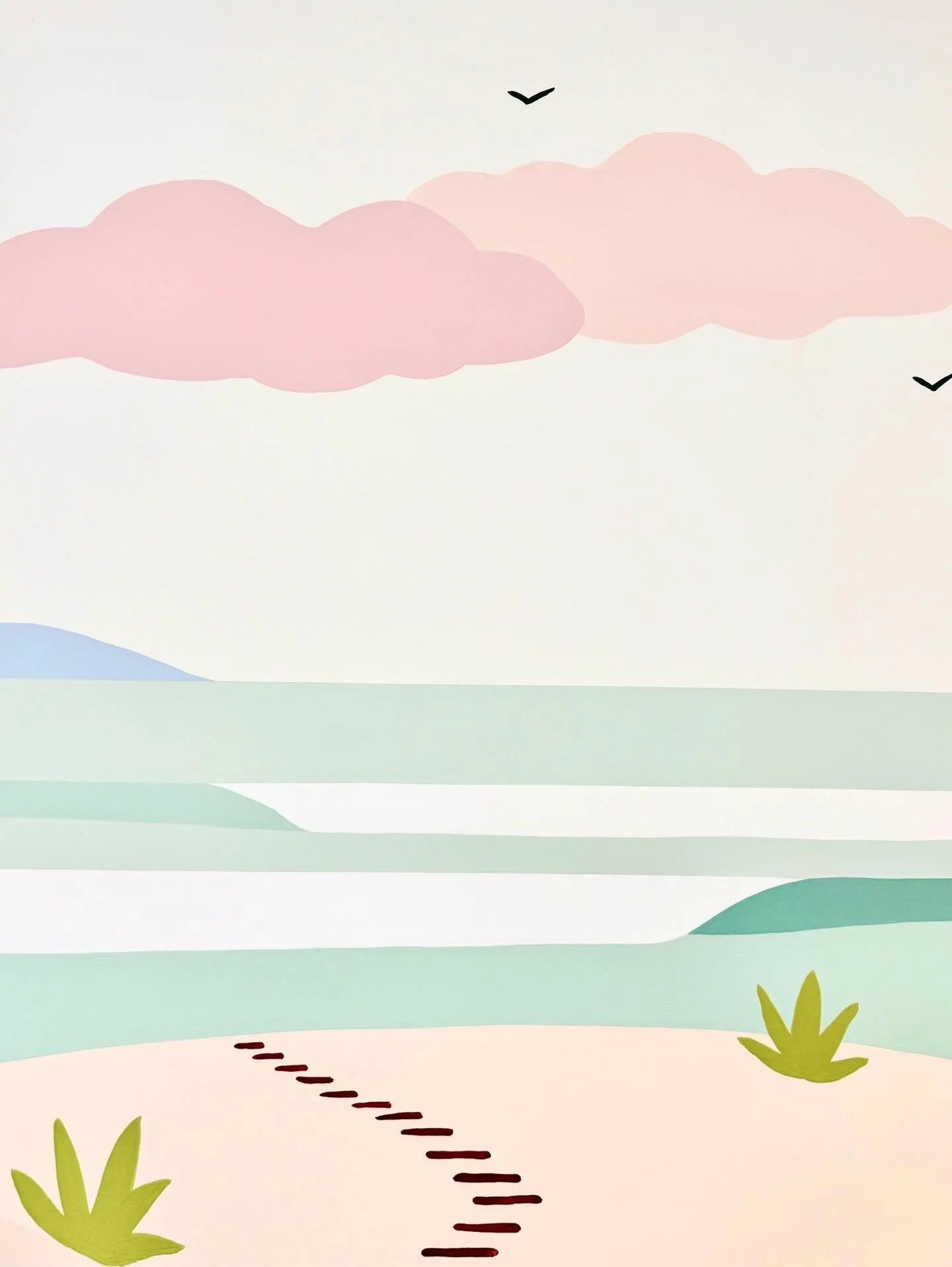 FRESQUE : LA PLAGE
H&ocirc;pital de Pau

Je vous partage aujourd&rsquo;hui des images d&rsquo;un projet qui m&rsquo;a particuli&egrave;rement marqu&eacute;e : la fresque du couloir n&deg;2 de l&rsquo;H&ocirc;pital de Pau &laquo;&nbsp;La plage&nbsp;&r