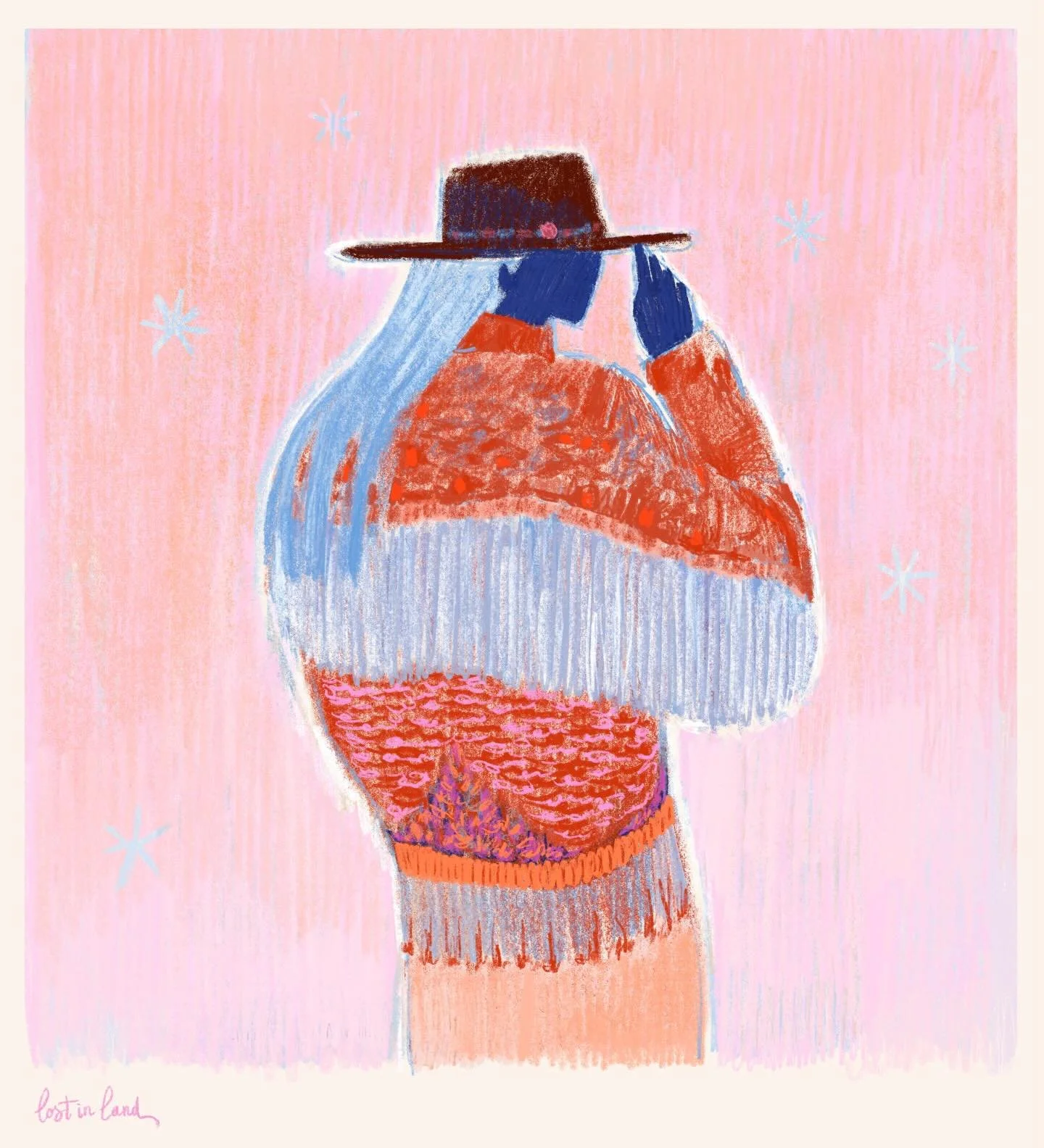 BLUE COWGIRL

I have started a serie of feminine yet powerful figure like this one last year. Today I decided to at least finish one of them and show it to you. So yes, it&rsquo;s very different from my other illustrations and you might not love it a