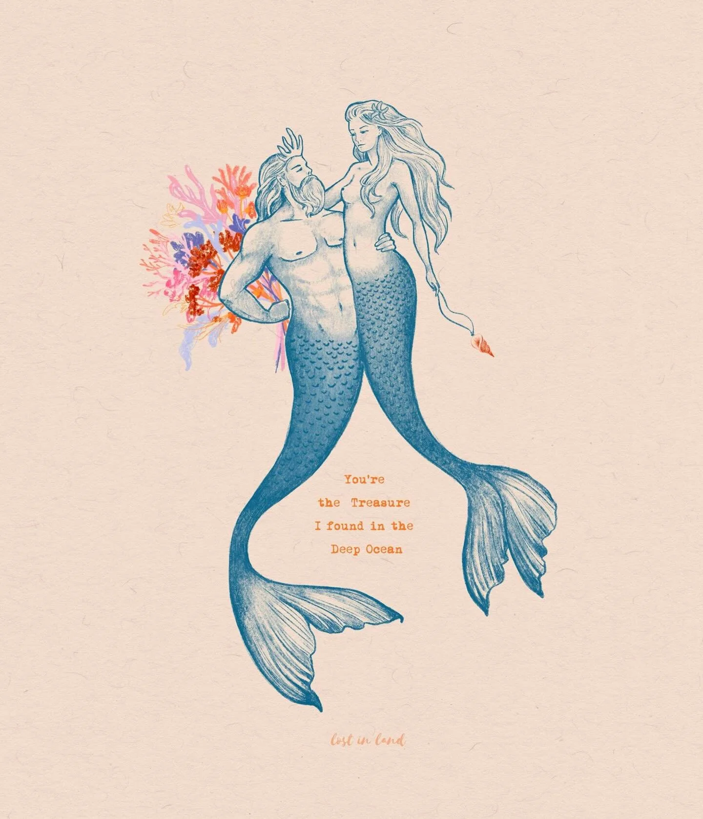 YOU&rsquo;RE THE TREASURE I FOUND IN THE DEEP OCEAN 💙

An illustration created as a gift,
for those who have found their treasure 🐚🪸🌊

.
.
.
.
#lostinland #elodieperrier #mermaidart #oceanartwork #valentinesday