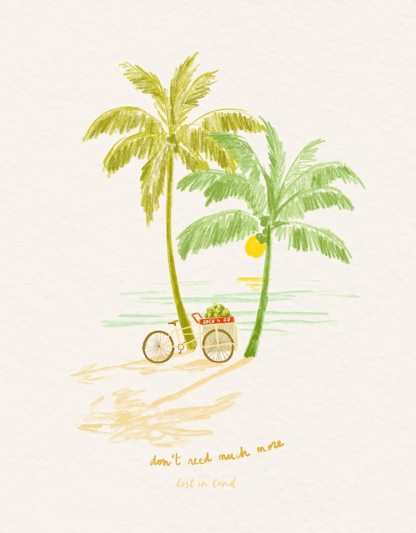 COCO TO GO 🥥
Doodle of the day ✨

.
.
.
.
#lostinland #elodieperrier #beachillustration #beachartwork #oceanillustration