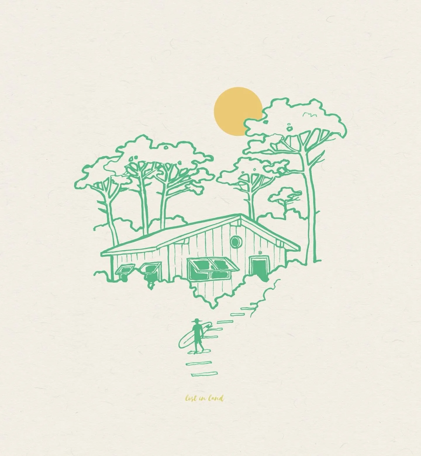 SPRING BEACH HOUSE

A little doodle from a while back, but it still hits the same ✨
Those green lines just feel so fresh &mdash; fully in my spring mood 🌞🌸🏄

.
.
#lostinland #elodieperrier #hossegorartist #leslandes #landes