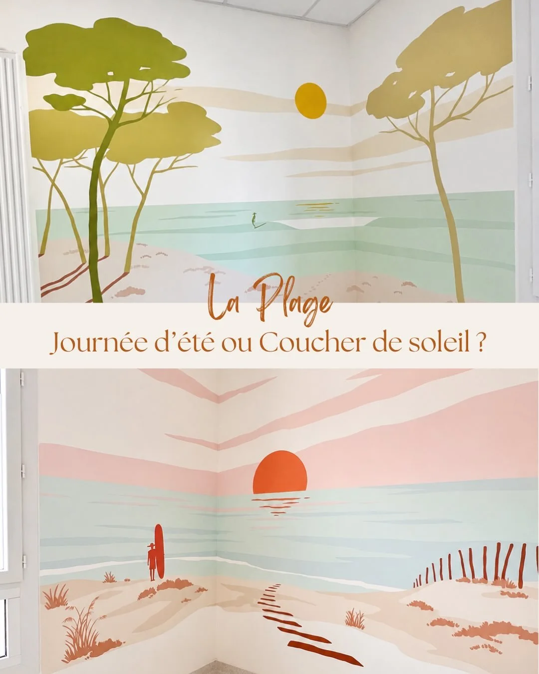 LA PLAGE / 2 AMBIANCES 🌞
Vous &ecirc;tes plut&ocirc;t &laquo;&nbsp;Journ&eacute;e d&rsquo;&eacute;t&eacute;&nbsp;&raquo; ou &laquo;&nbsp;Coucher de soleil&nbsp;&raquo; ? 

Dans le cadre du projet que j&rsquo;ai r&eacute;alis&eacute; pour le service 