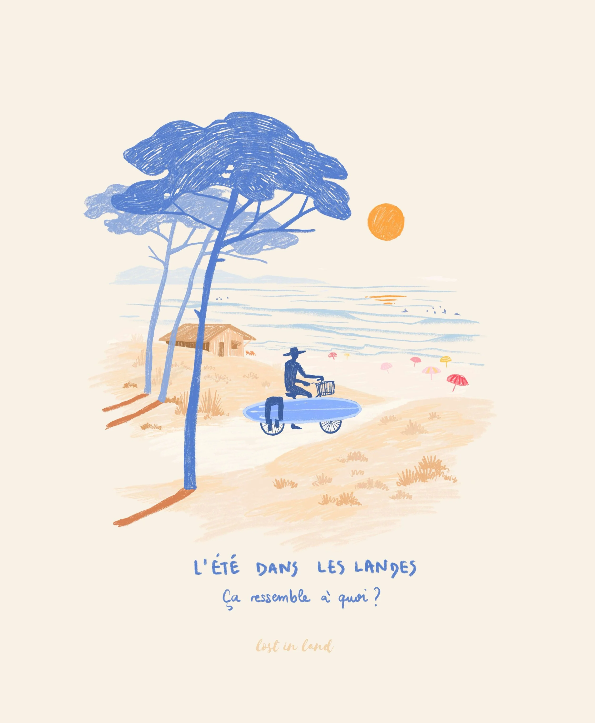 L&rsquo;&Eacute;T&Eacute; DANS LES LANDES 
&Ccedil;a ressemble &agrave; quoi ?

.
.
.
.
#landes #hossegor #seignosse #surfillustration #lostinland