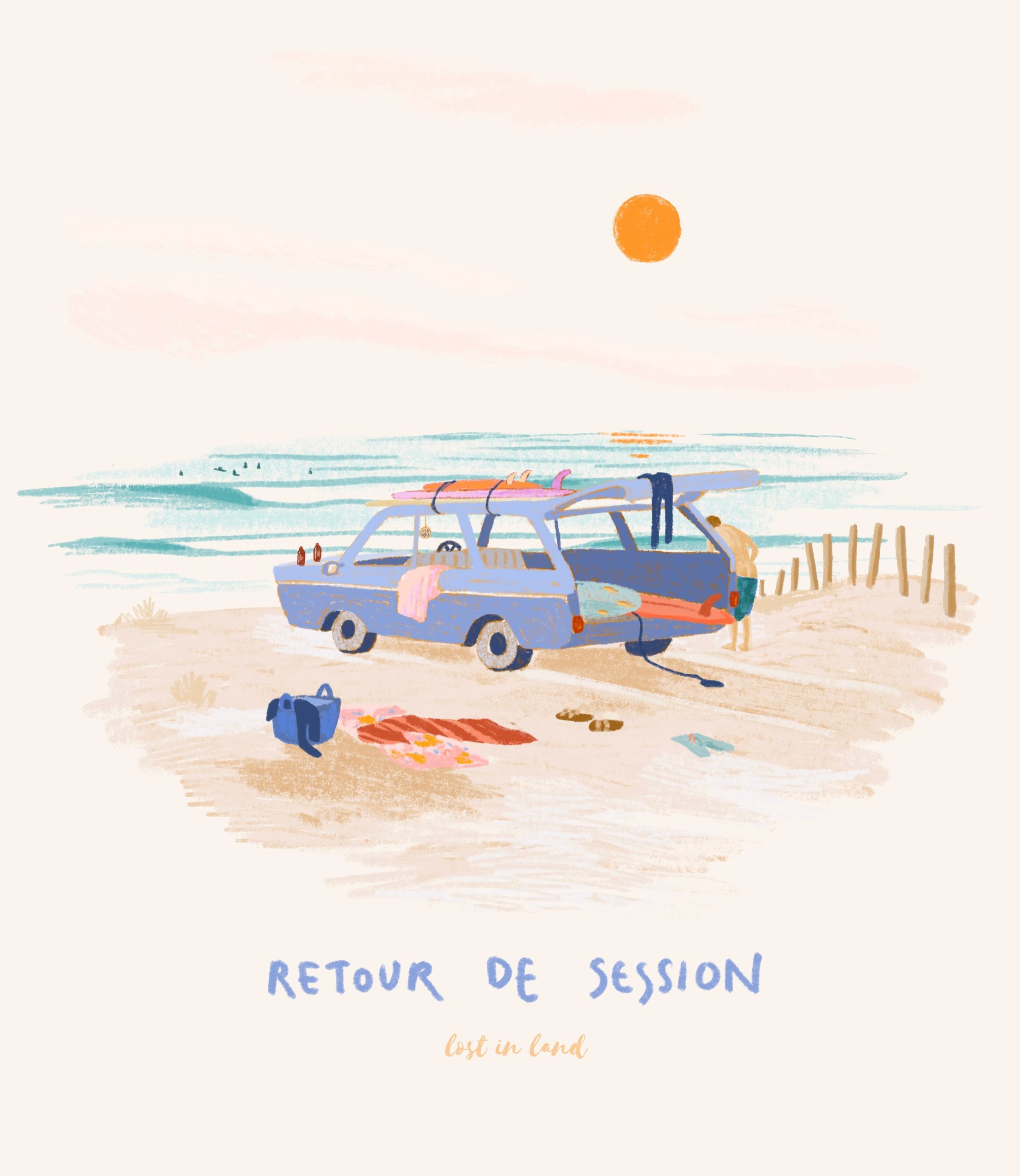 RETOUR DE SESSION 

Ces petits rituels apr&egrave;s une bonne session de surf : refaire le monde en regardant l&rsquo;oc&eacute;an, &eacute;taler ses affaires partout et transformer sa voiture en deuxi&egrave;me maison. 🌊

Vous vous reconnaissez dan