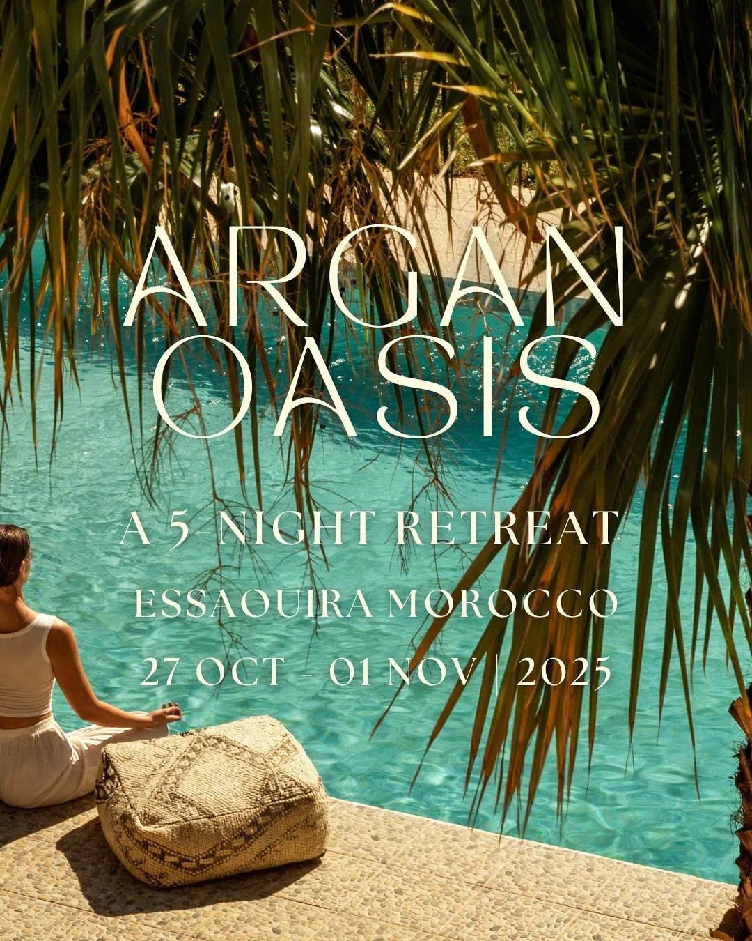 ARGAN OASIS with @yogabybella and @shaanrali 

Essaouira, Morocco | OCT 27 - NOV 01

Join us for a 5-night retreat nestled in the rolling hills of costal Morocco. Our villa, &lsquo;Dar Zitoon&rsquo; takes its name from the nature that envelops it - D