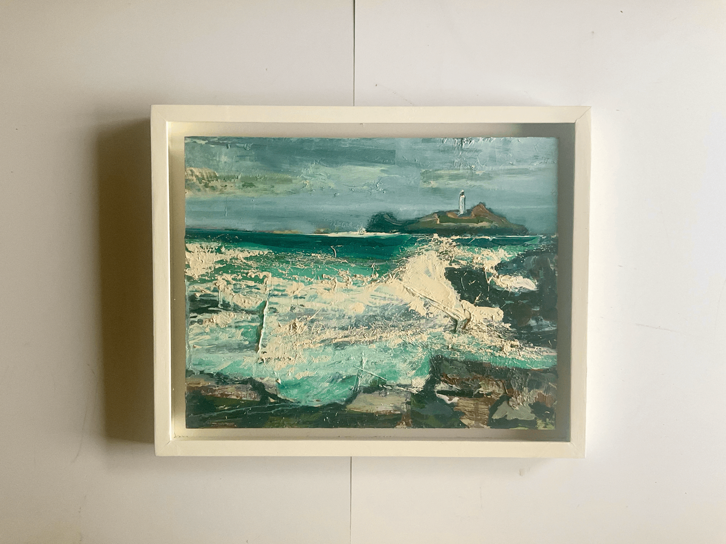 Godrevy Lighthouse Oil Painting Framed
