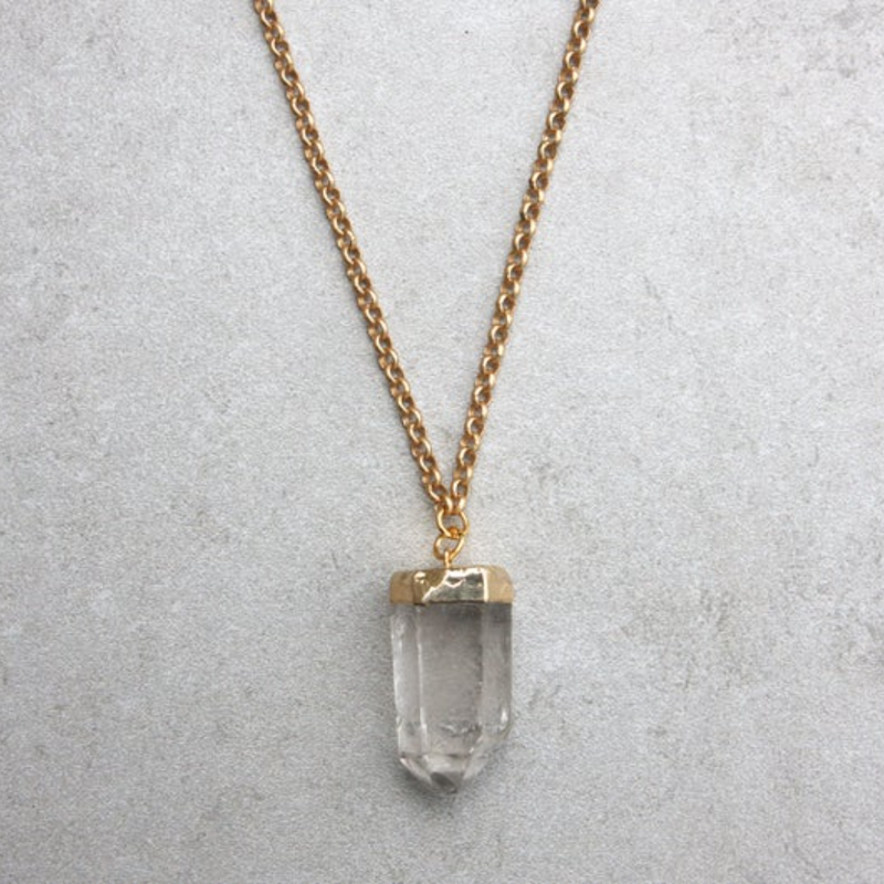 Crystal Quartz Long Statement Necklace 