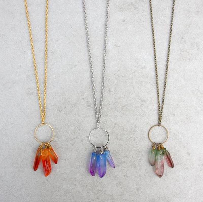 NECKLACE | FIRE RED OMBRE QUARTZ POINTS 
