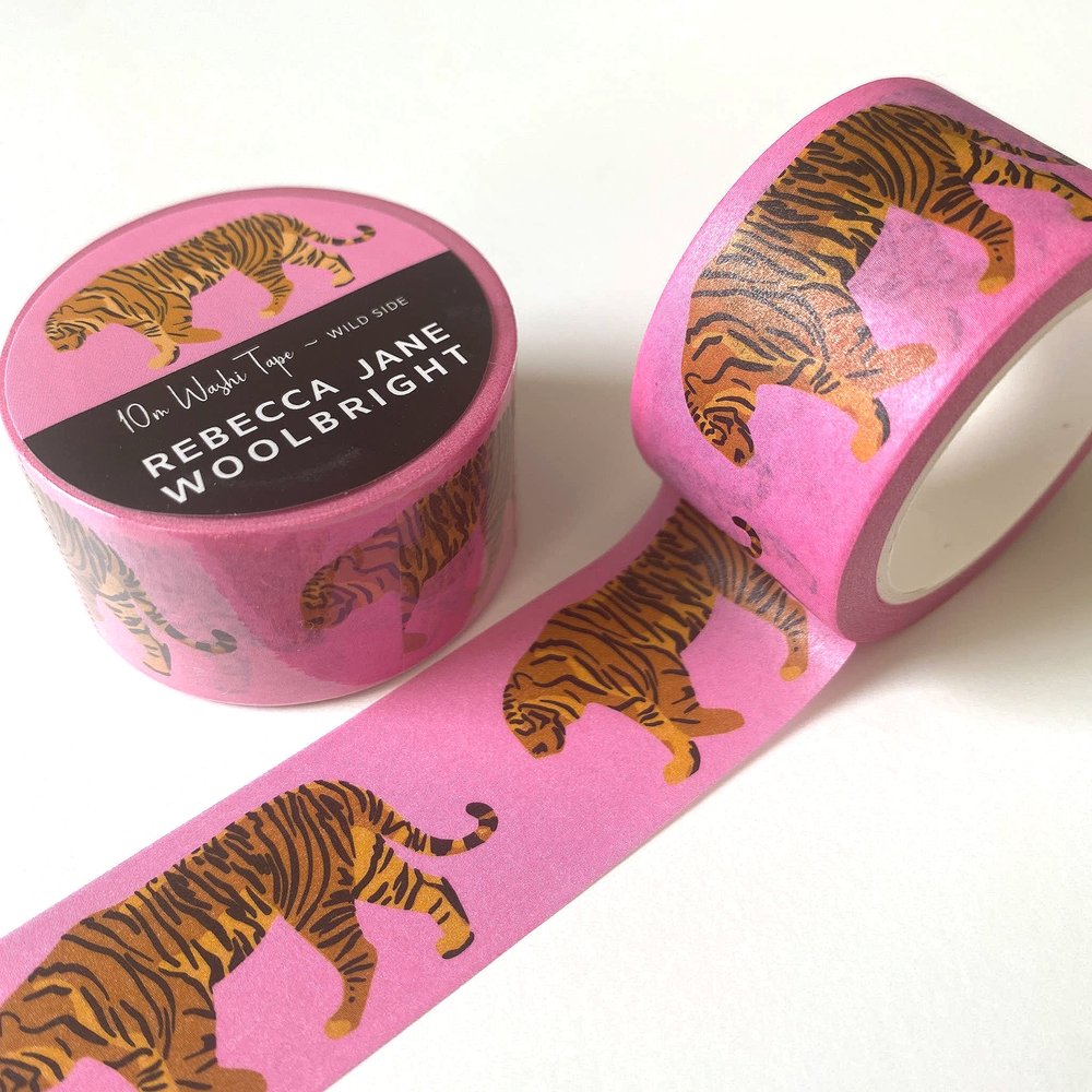 Washi Tape bao the Tiger, Tiger Pattern Yellow Washi Tape, 10m X 15mm 