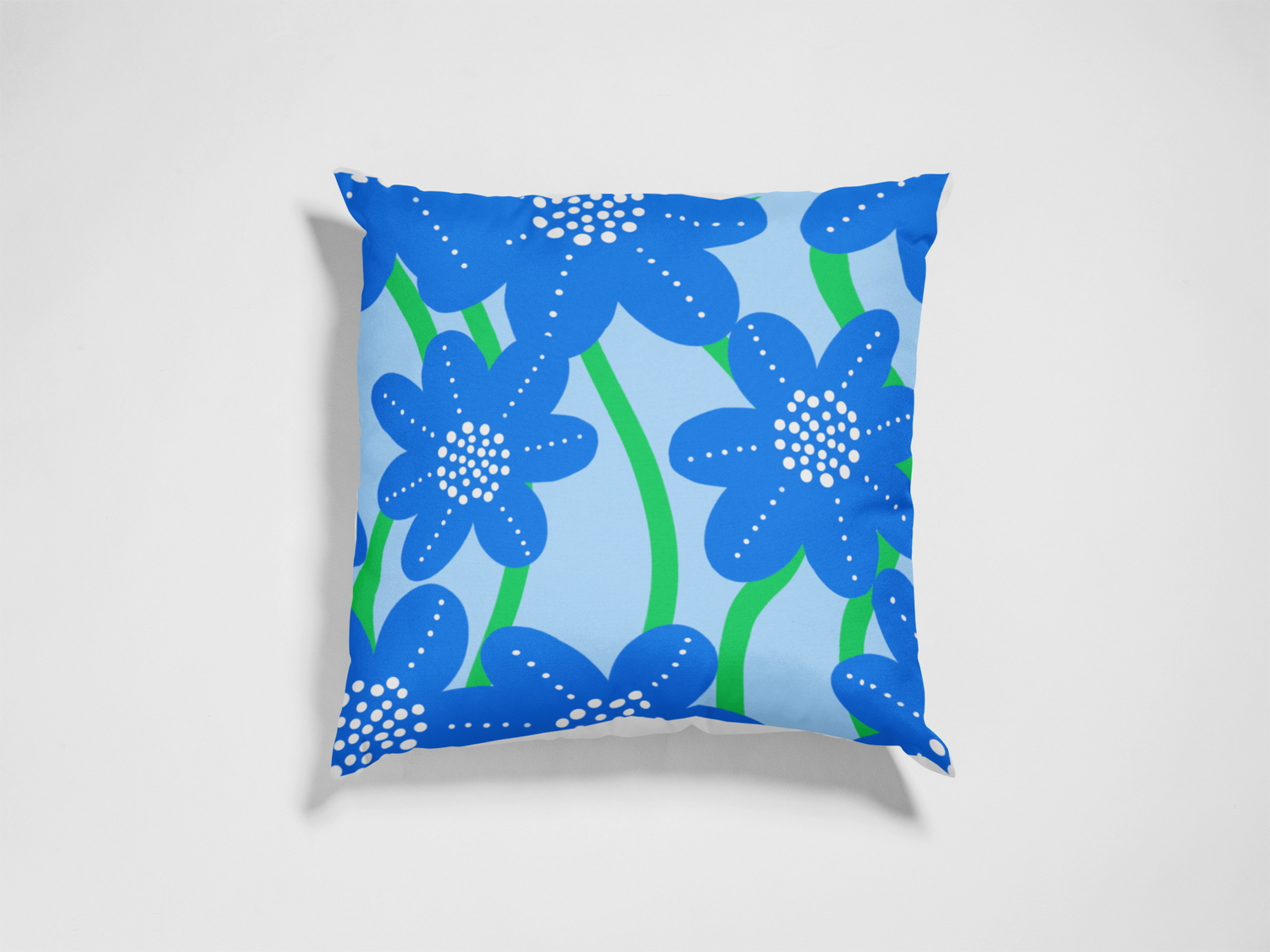 Blue Green Modern Floral Throw Pillow Cover