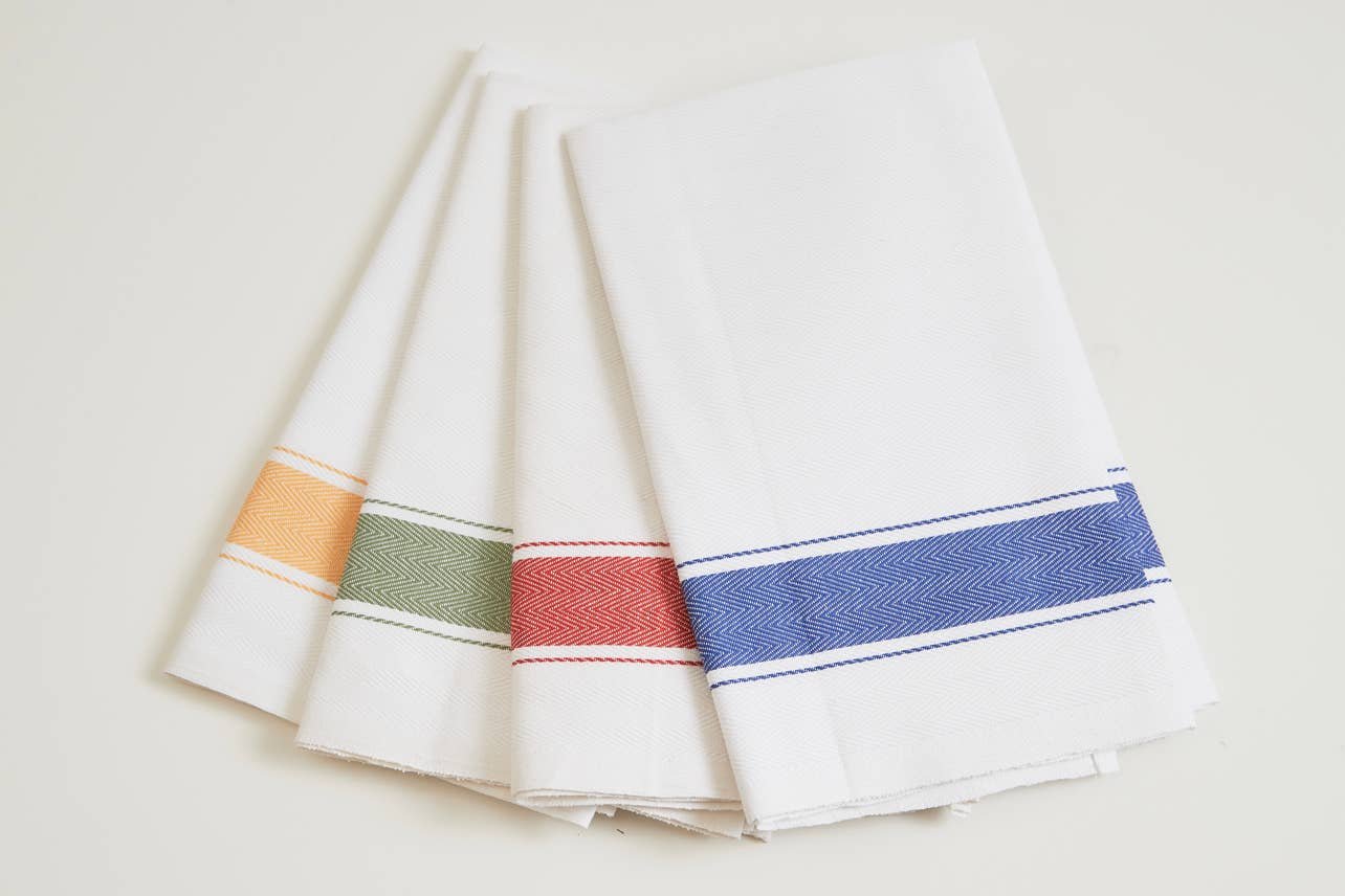 Organic Cotton Dish Towels, Neutral Striped Tea Towels, Handwoven