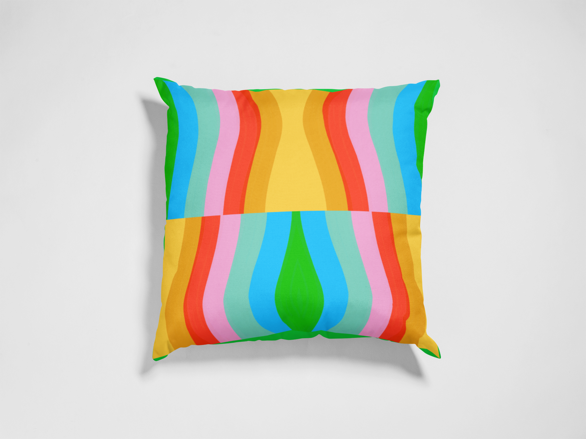 Image of Square Throw Pillow Cover With Desert Sunset Rainbow Abstract Stripes Retro Modern Southwest Design