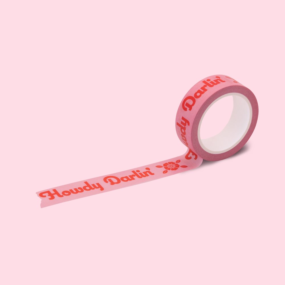 Pink Hello Darlin' Washi Tape. Cute 70's Retro Style Type In Red. Designed  By Hellcats USA. — Domestica