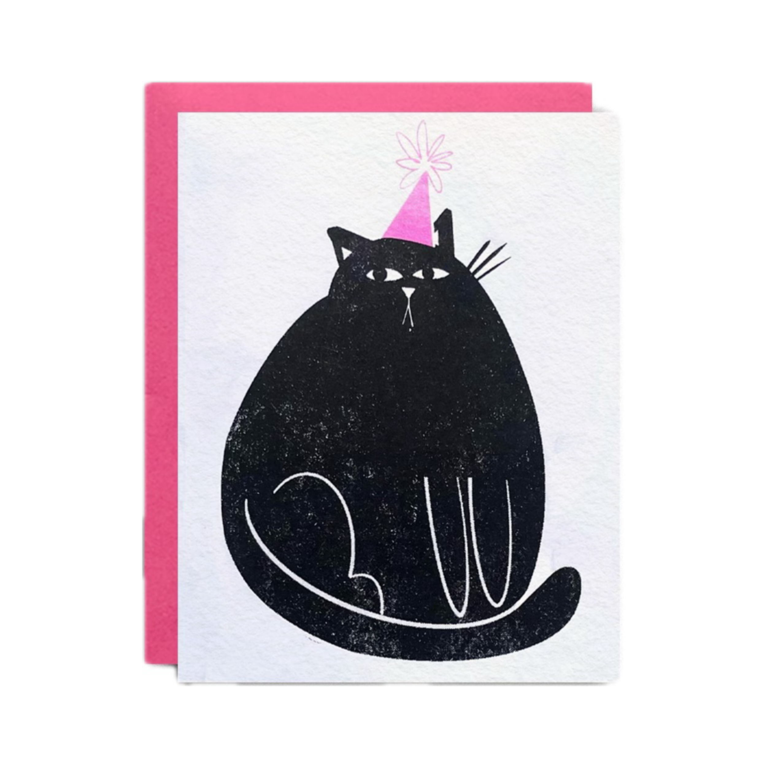 Artery8 Biglietto Di Auguri Con Gatto Nero E Pianta - Fronte Vuoto Con Busta - 17,5x12,5cm - Design Botanico Carino