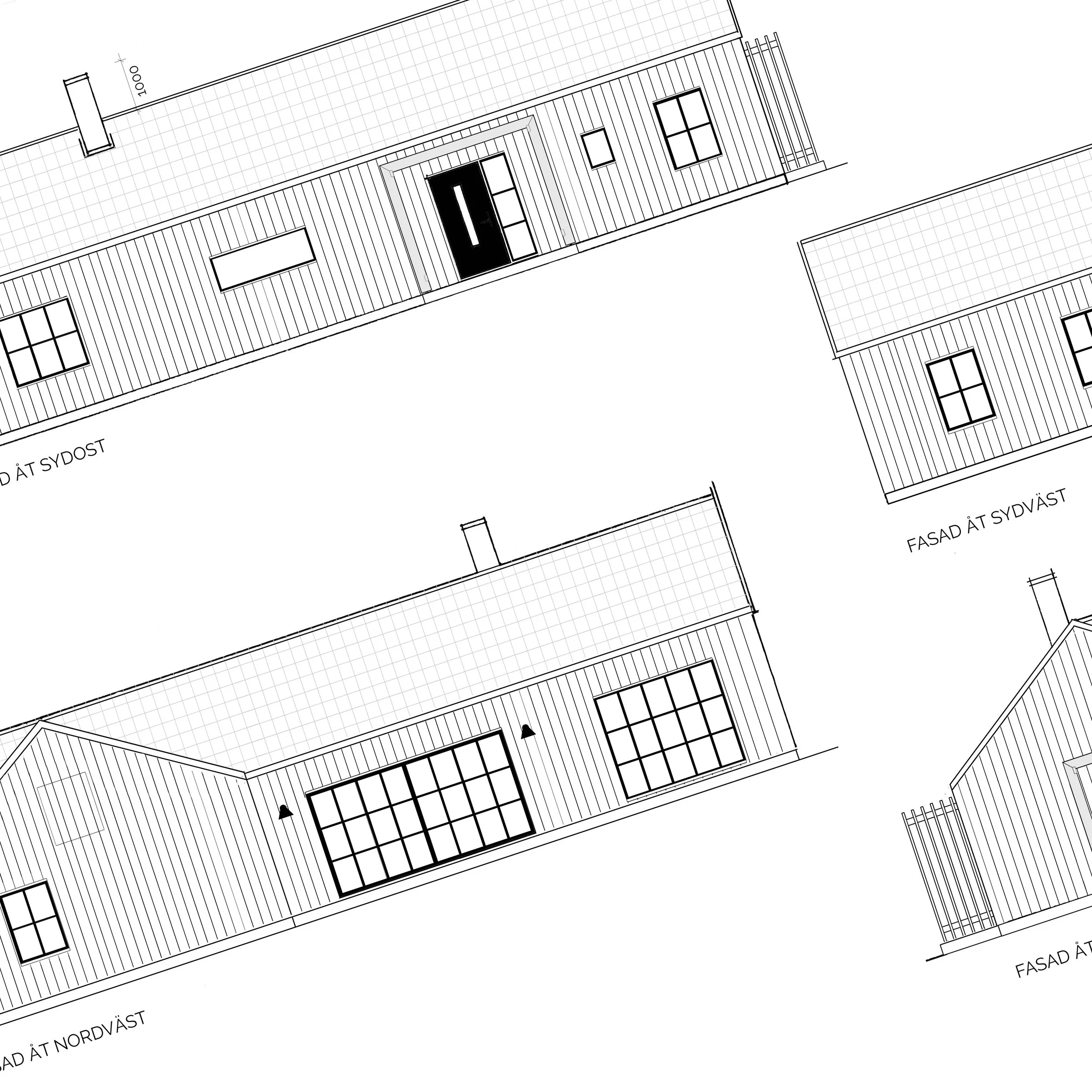 Projekt: Enplansvilla i vinkel, nybyggnation. 