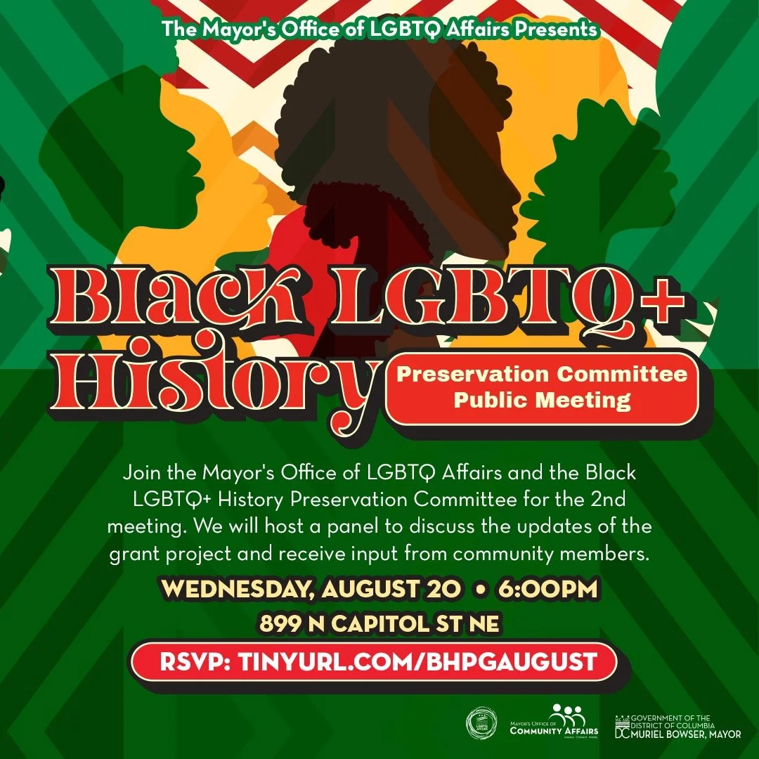 Mark your calendars for another Black LGBTQ+ History Preservation Committee Meeting! 

The committee will share updates on the grant project, receive feedback from community members, and share stories from their own experiences. 

Don&rsquo;t miss th