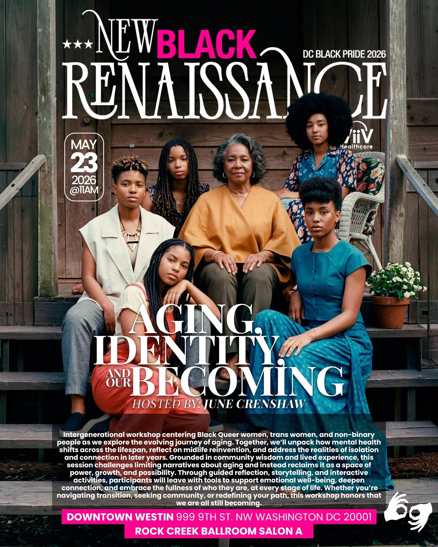 At DC Black Pride 2026, we are making space for the full journey. 💫⁠
⁠
Aging, Identity, and Our Becoming is an intergenerational workshop hosted by June Crenshaw that will bring Black queer women, trans women, and nonbinary people together for hones