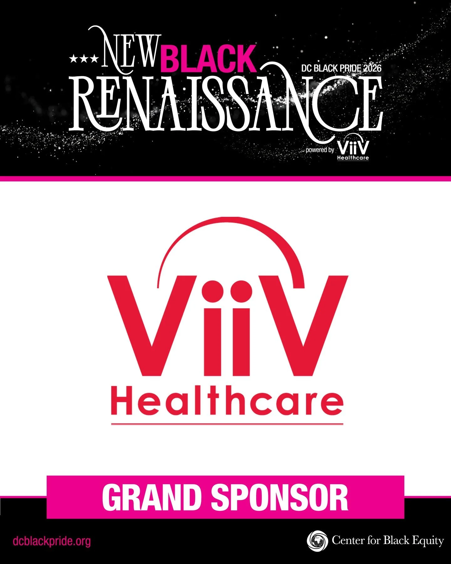 A New Black Renaissance is possible because of partners who understand that community health, dignity, and visibility matter.⁠
⁠
We are proud to recognize ViiV Healthcare as a Grand Sponsor of DC Black Pride 2026.⁠
⁠
As the only pharmaceutical compan