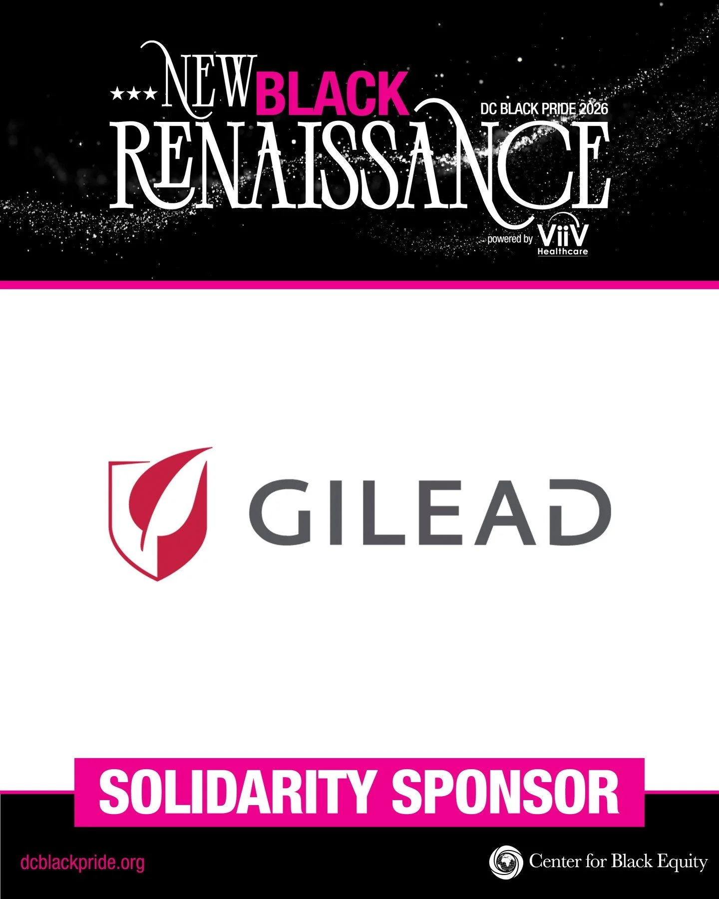 A New Black Renaissance is possible because of partners who understand that health equity, access, and community impact matter.⁠
⁠
We are proud to recognize Gilead as a Solidarity Sponsor of DC Black Pride 2026.⁠
⁠
Gilead continues to invest in healt