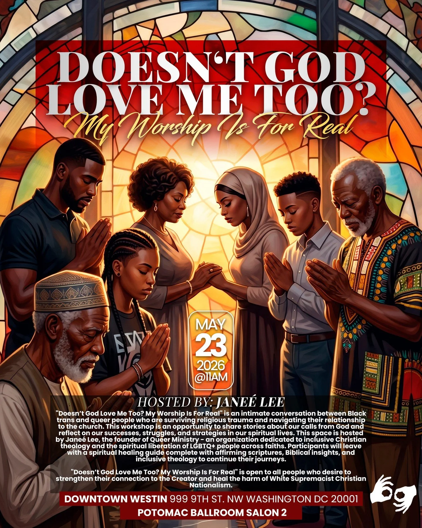 God&rsquo;s love was never meant to exclude us.⁠
⁠
Join us for Doesn&rsquo;t God Love Me Too? My Worship Is For Real at DC Black Pride 2026, hosted by Jane&eacute; Lee. This intimate workshop is designed for Black trans and queer people who are navig