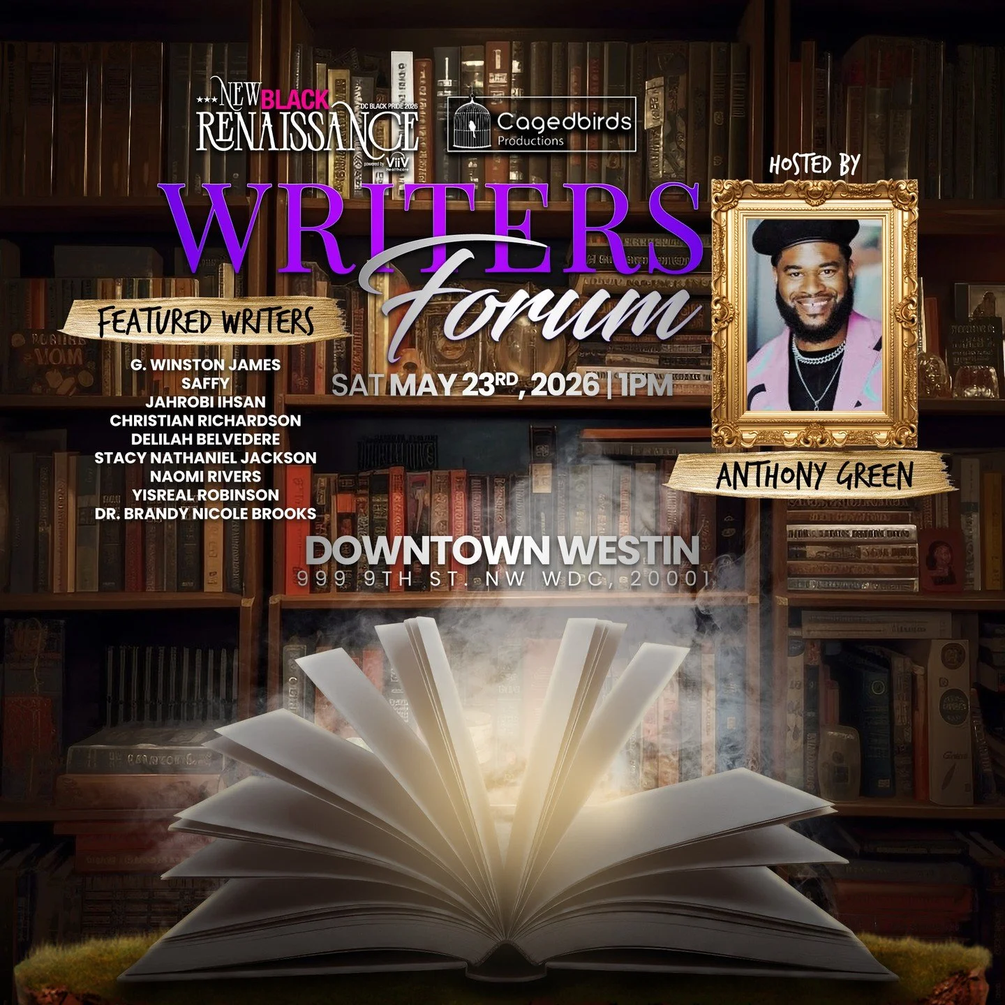 Books open worlds, and so do the people who write them. ✨⁠
⁠
At DC Black Pride 2026, join us for the Writers Forum, hosted by Anthony Green and featuring a dynamic group of writers whose work helps shape culture, challenge perspectives, and tell the 