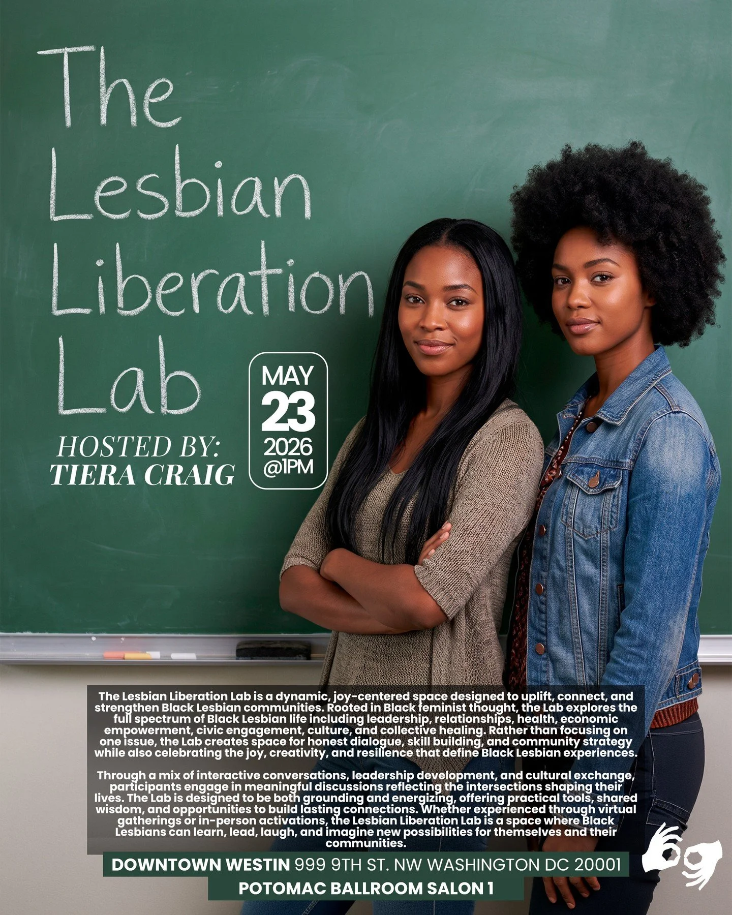 Black Lesbian joy, leadership, and liberation deserve space. 🖤💚⁠
⁠
Join us at DC Black Pride 2026 for The Lesbian Liberation Lab, hosted by Tiera Craig. This dynamic, joy-centered session is designed to uplift, connect, and strengthen Black Lesbian